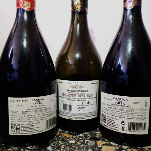 Rótulos de Lambruscos di Sorbara e Modena. Credito: Reserva85.