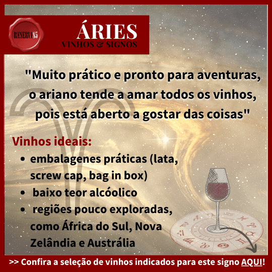 infográfico vinho certo para signo de Áries