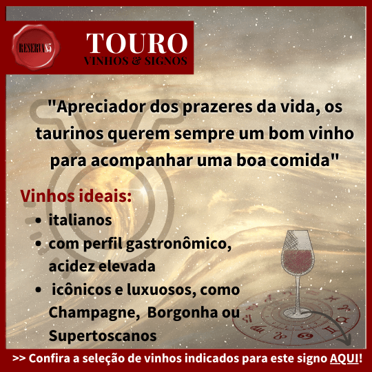 infográfico vinho certo para signo de Touro