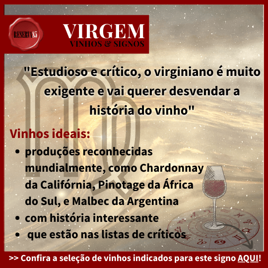 infográfico vinho certo para signo de Virgem