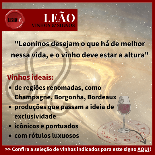 infográfico vinho certo para signo de Leão
