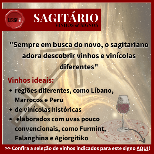 infográfico vinho certo para signo de sagitário