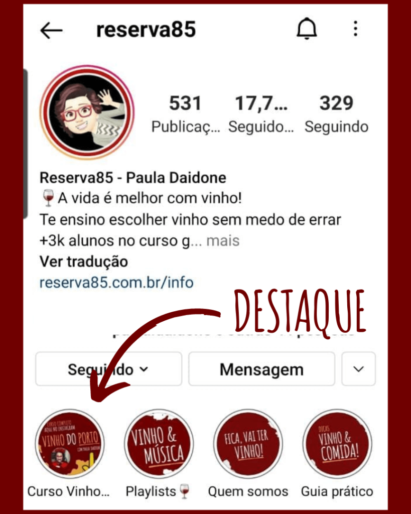 Aulas sobre vinho do porto destaque Instagram