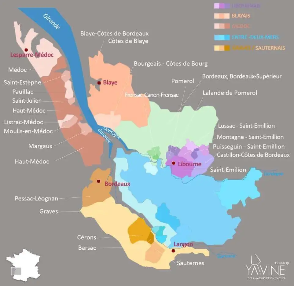 mapa bordeaux margem direita margem esquerda